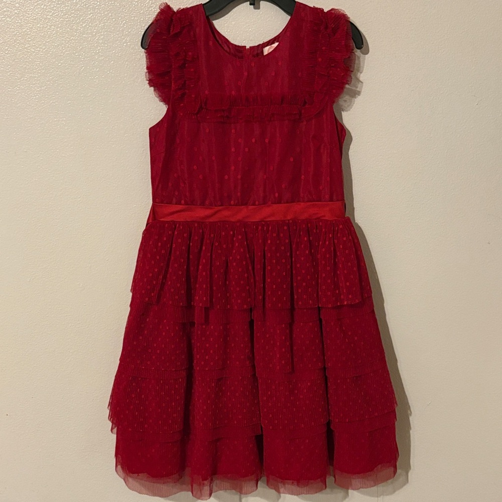 wonder nation Burgundy Red Layered Tulle Party Dress